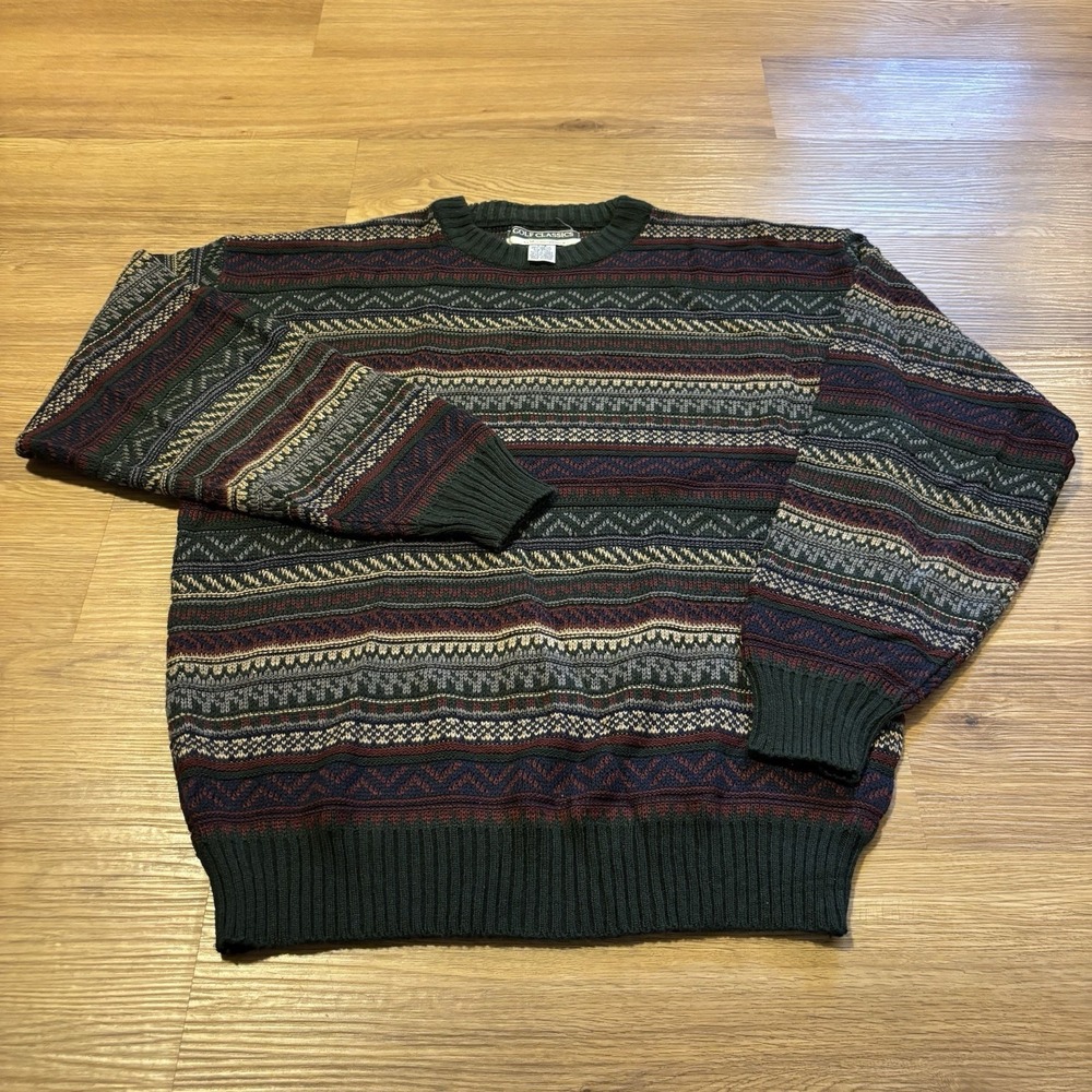 VTG Munsingwear Golf Classics Fair Isle Sweater Mens Large Made in Korea 80s 90s